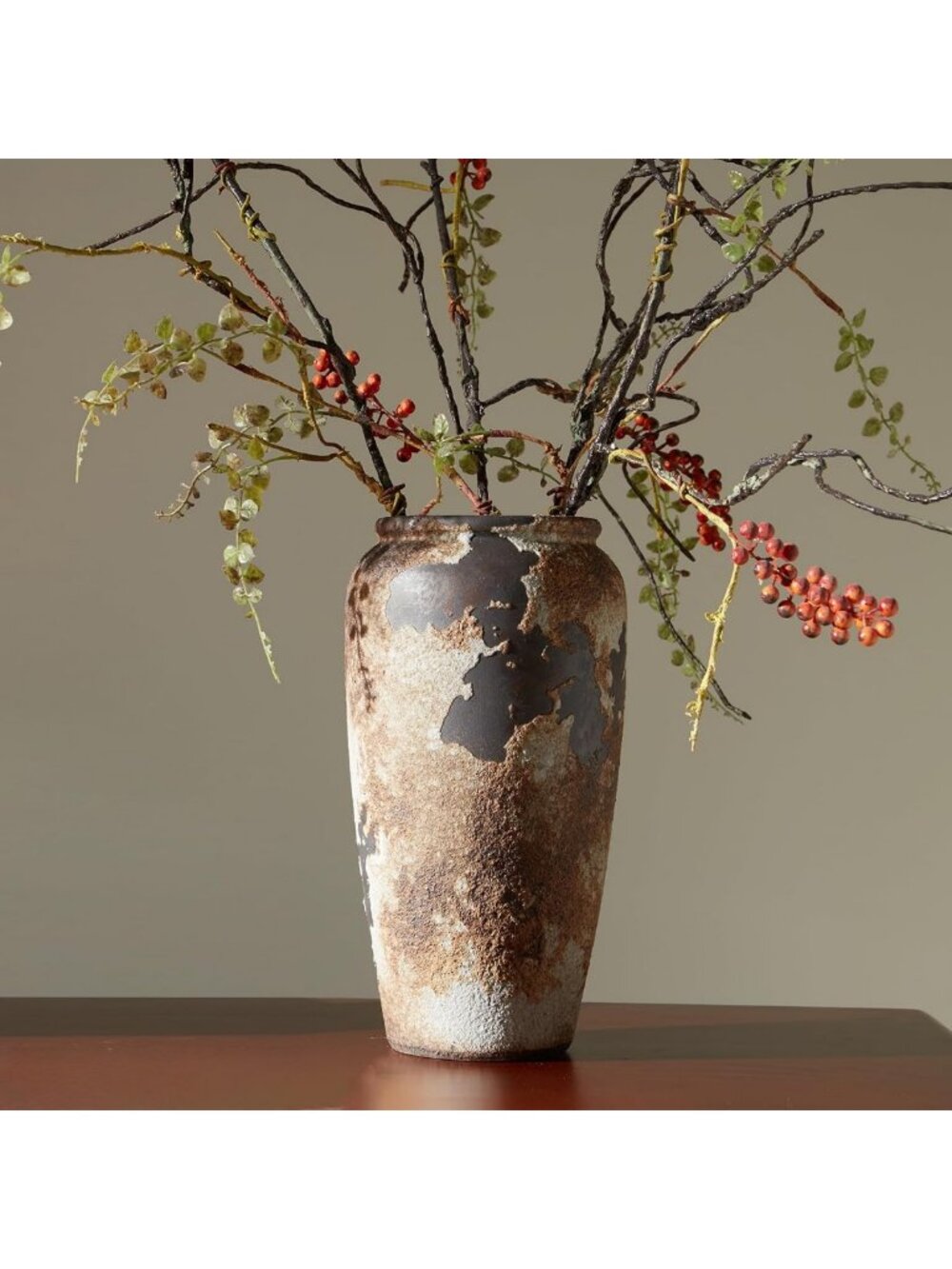 Rustic Terracotta Flower Vase for Home Decor, Large Farmhouse Ceramic Vase